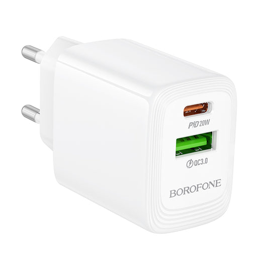 Polnilnik Borofone BN27 Fuente, 20W, 3A, 1 x USB-A - 1 x USB-C, Bel