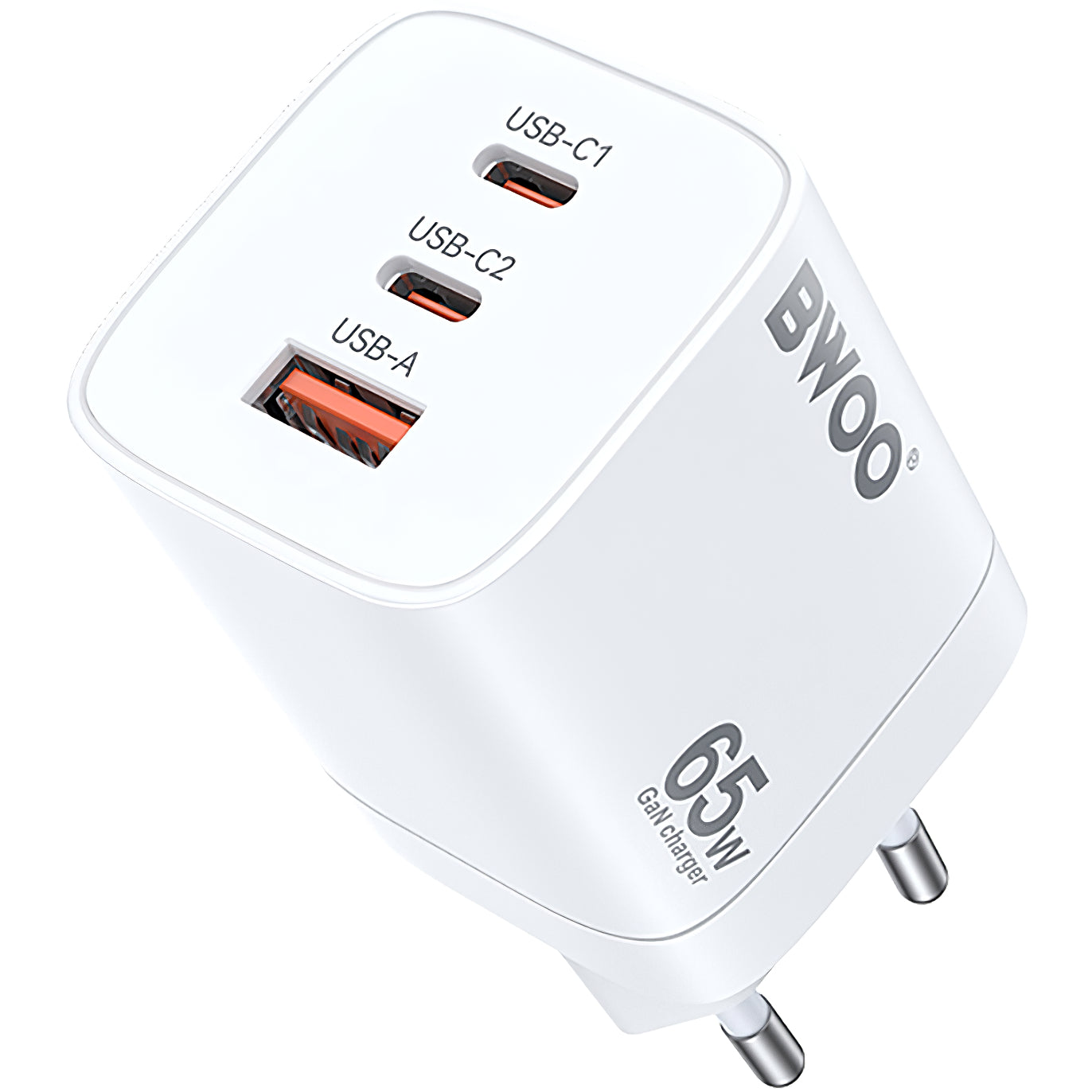 Polnilnik BWOO CDA147, 65W, 4.5A, 1 x USB-A - 2 x USB-C, Bel