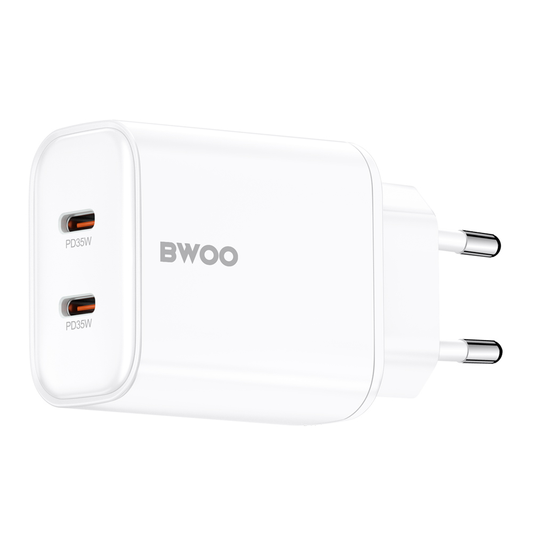 Omrežni polnilec BWOO CDA206, 35W, 3A, 2 x USB-C, bel