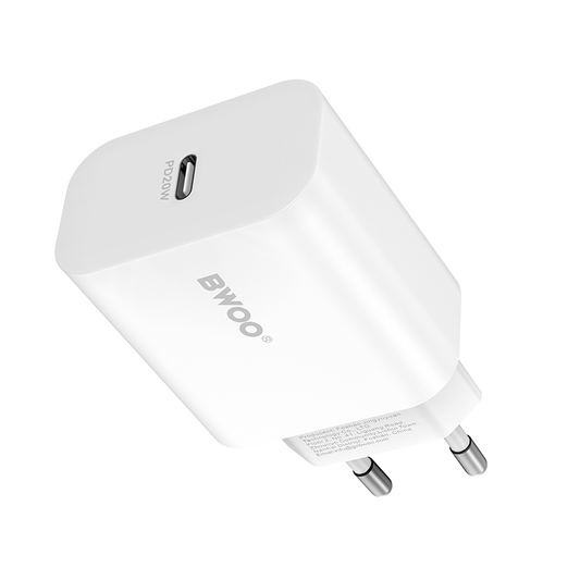 Polnilnik omrežja BWOO CDA233, 20W, 3A, 1 x USB-C, Bel