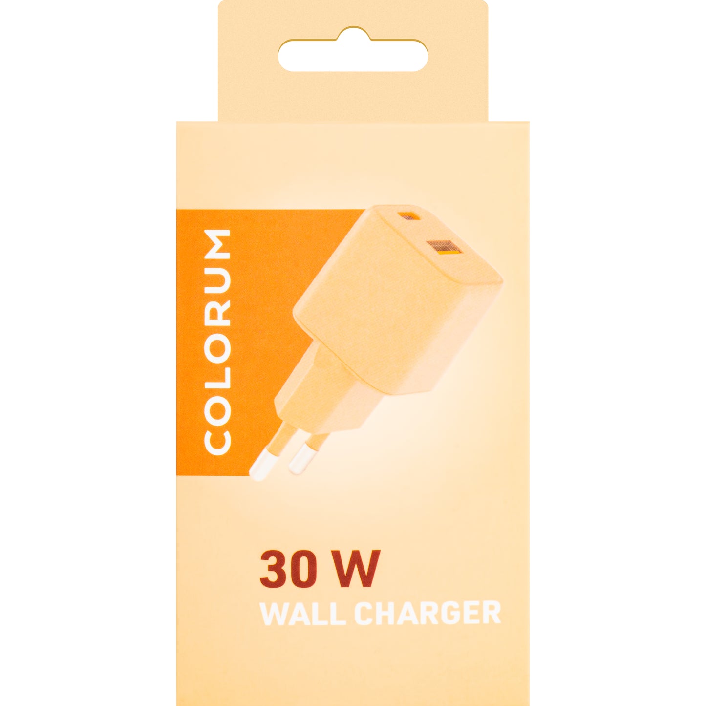 Omrežni polnilnik Colourum CLS30-AC-14, 30 W, 3A, 1 x USB-A - 1 x USB-C, oranžna