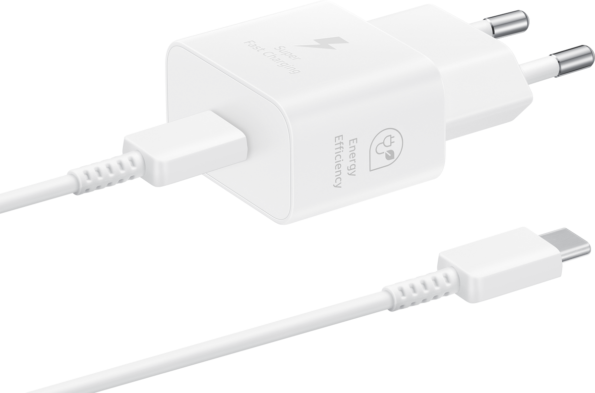Samsung USB-C kabel, omrežni polnilnik USB-C, 25 W, 3A, 1 x USB-C, bel EP-T2510XWEGEU