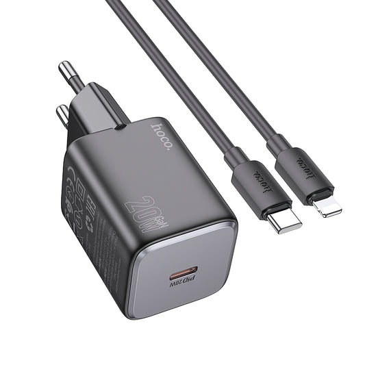 HOCO N40 omrežni polnilnik s kablom Lightning, 20 W, 3A, 1 x USB-C, črn