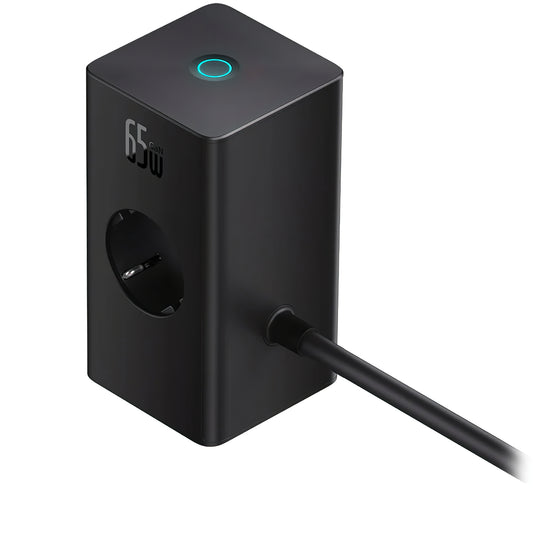 Podaljšek Baseus GaN3 Pro PowerStrip, 65 W, 3,25 A,1 x USB-A - 1 x USB-C - 2 x Schuko, črn PSLR000301 PSLR000301