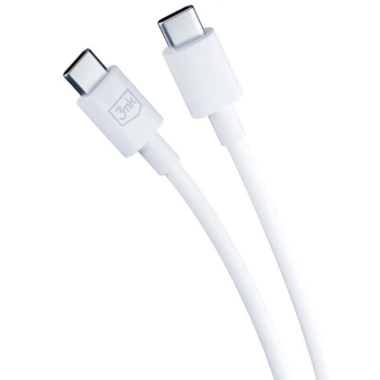 3MK HyperCharger omrežni polnilnik s kablom USB-C, 45 W, 3A, 2 x USB-C, bel