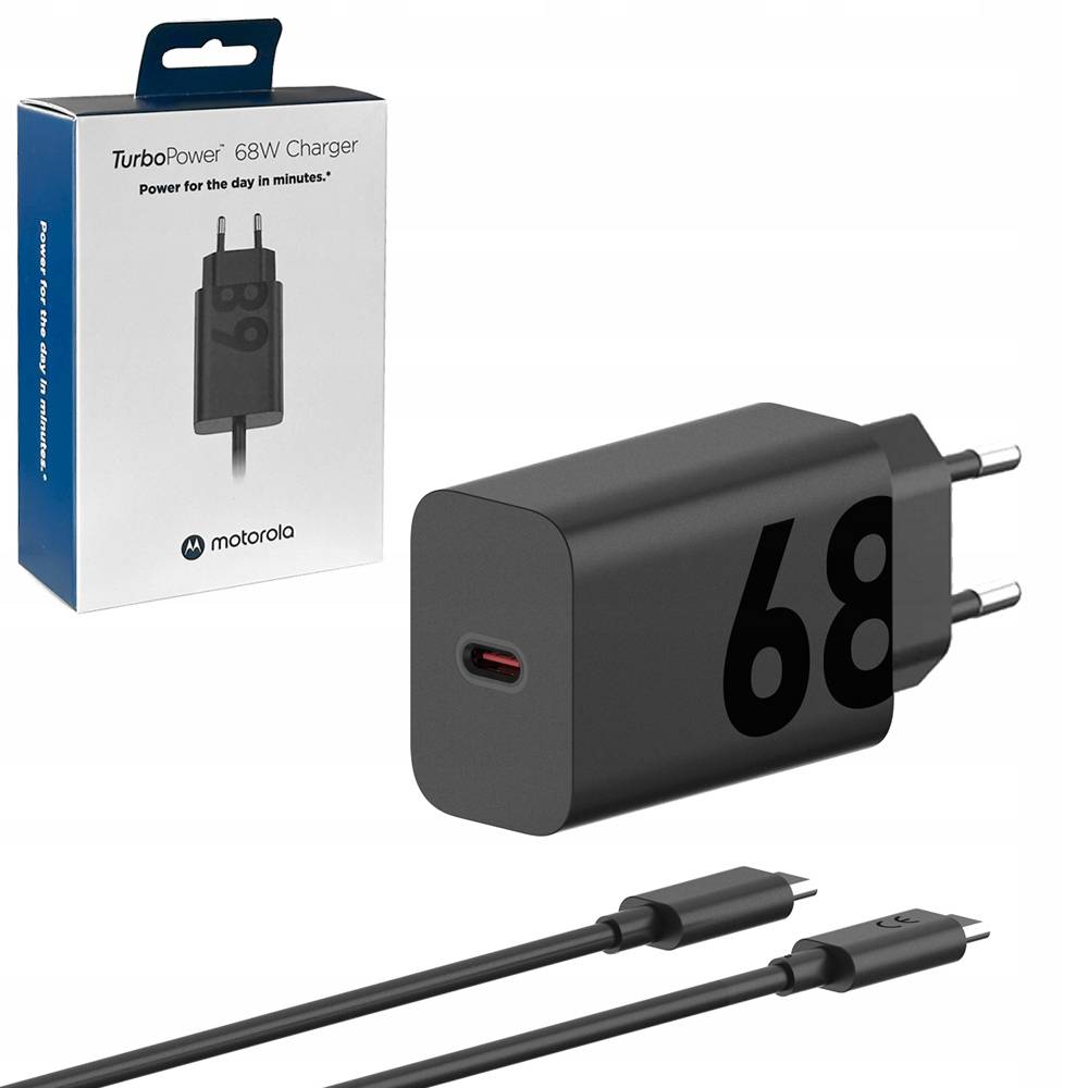 Motorolin omrežni polnilnik s kablom USB-C, 68 W, 6,2 A, 1 x USB-C, črn PG38C06281