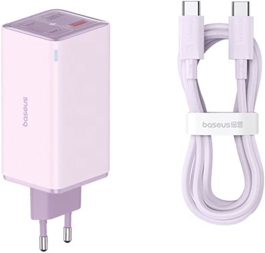 Polnilnik omrežja s kablom USB-C Baseus GaN6 Pro, 100W, 3.25A, 2 x USB-A - 2 x USB-C, Vijolična P10162705532-00