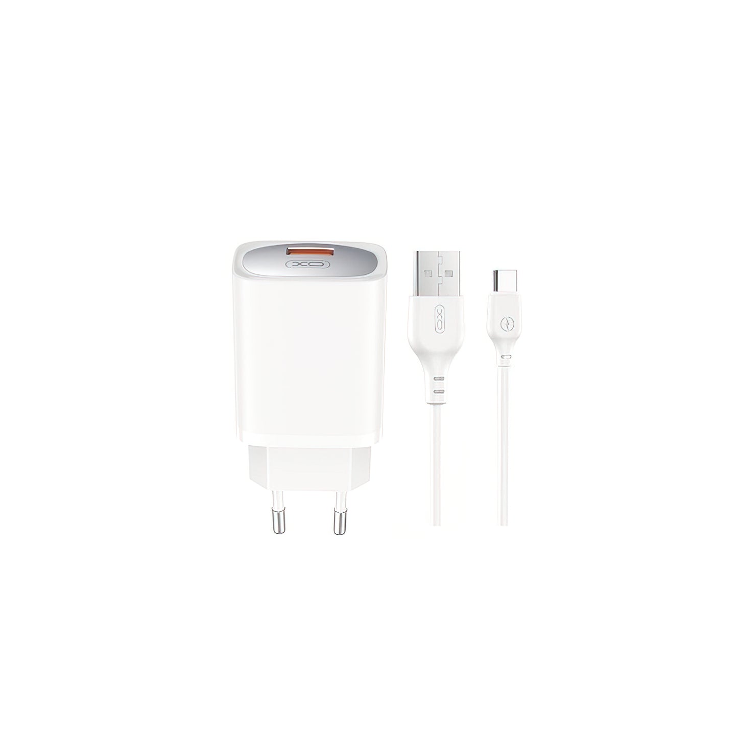 Polnilnik omrežja s kablom USB-C XO Design CE19, 18W, 3A, 1 x USB-A, Bel