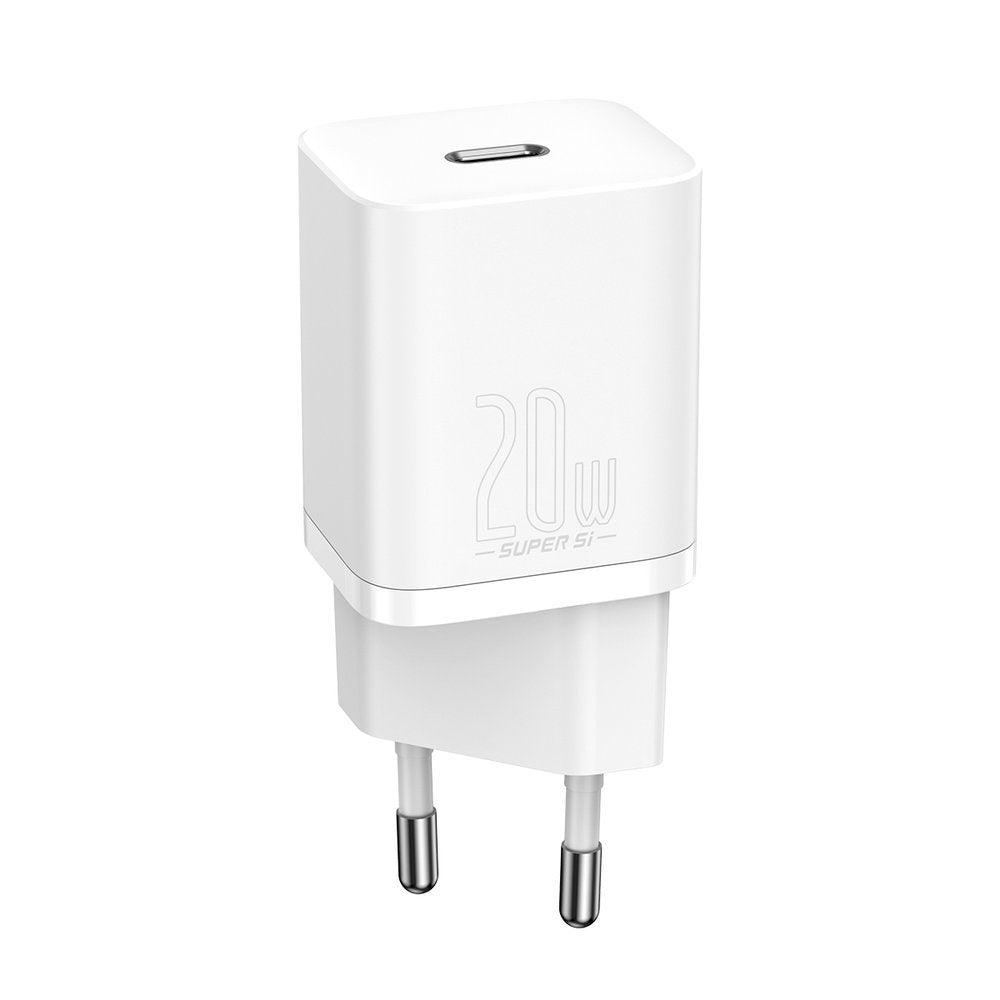 Baseus Super Si omrežni polnilnik s kablom Lightning, 20 W, 3A, 1 x USB-C, bel TZCCCSUP-B02