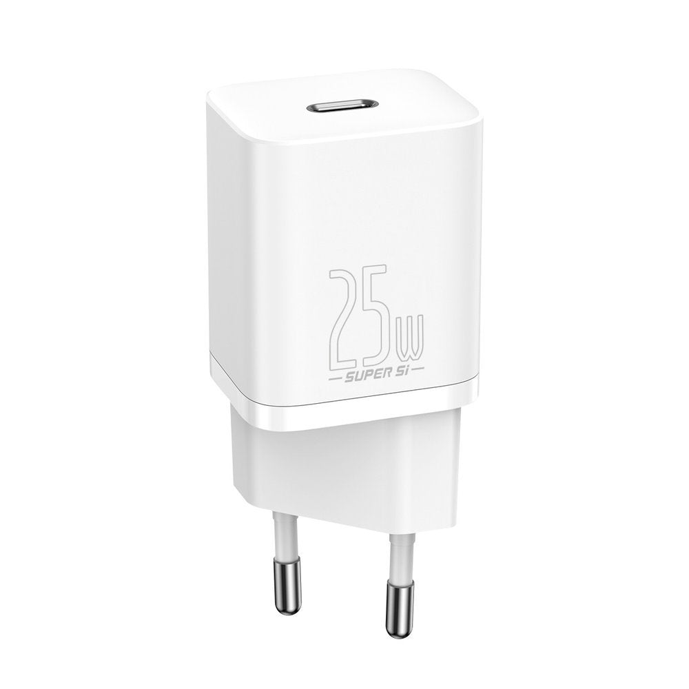 Omrežni polnilec z USB-C kablom Baseus Super Si, 25W, 3A, 1 x USB-C, bel TZCCSUP-L02