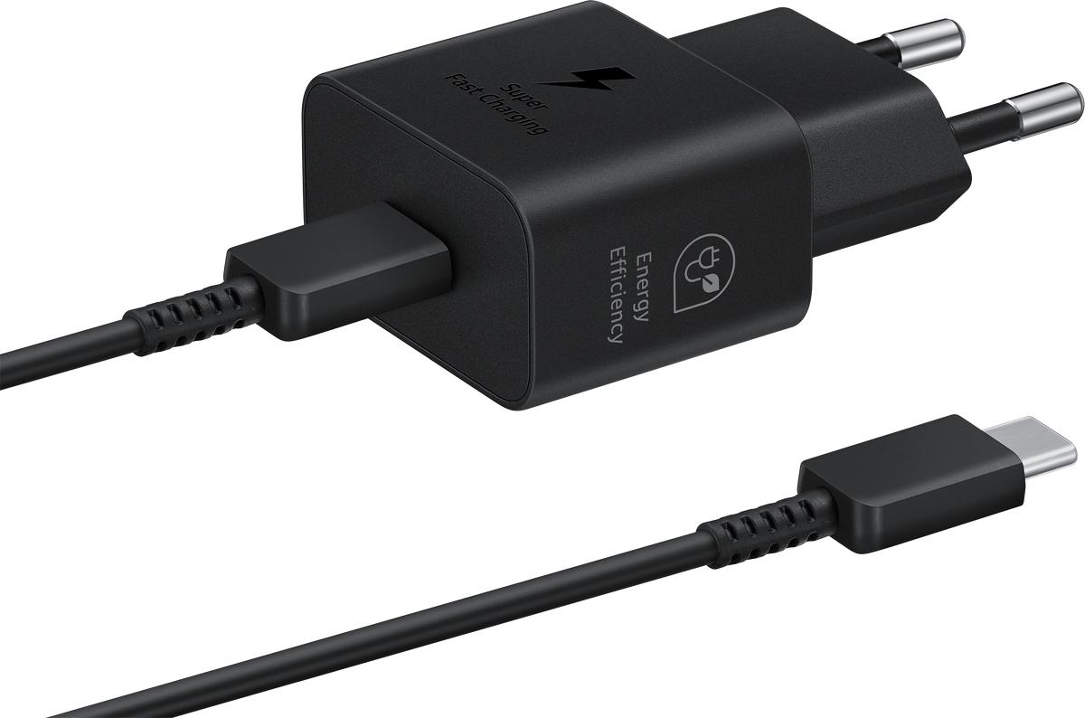 Samsung USB-C kabel, omrežni polnilnik USB-C, 25 W, 3A, 1 x USB-C, črn EP-T2510XBEGEU