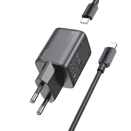 HOCO N40 omrežni polnilnik s kablom Lightning, 20 W, 3A, 1 x USB-C, črn