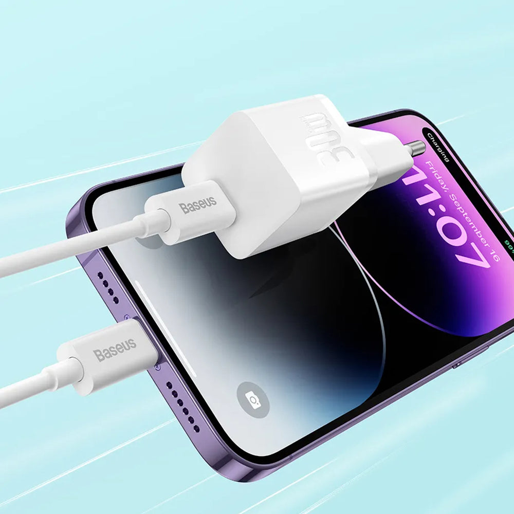 Baseus GaN5S Kabelski omrežni polnilnik USB-C GaN5S, 30 W, 3A, 1 x USB-C, bel P1011090902213-00