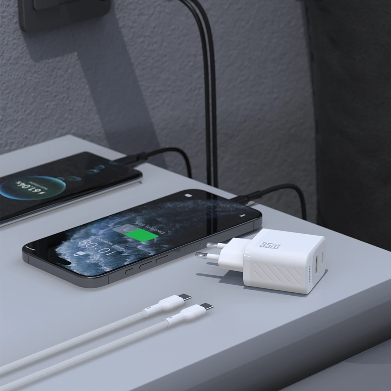 Polnilnik omrežja z USB-C kablom Dudao A27Max, 35W, 1 x USB-A - 1 x USB-C, bel