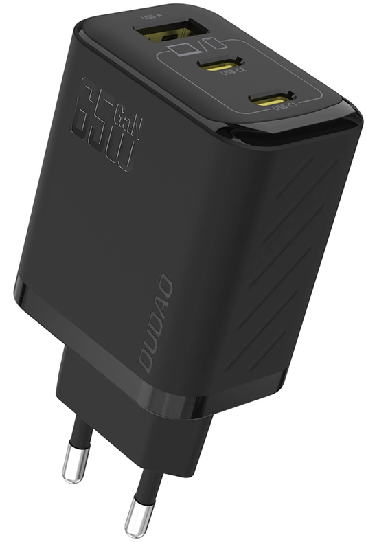 Omrežni polnilec z USB-C kablom Dudao A29C, 65W, 3,25A, 1 x USB-A - 2 x USB-C, črn