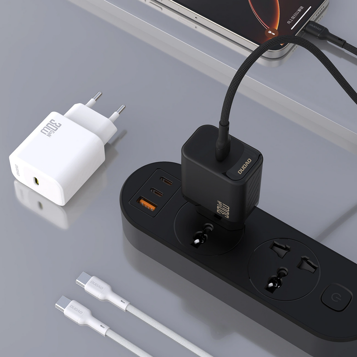 Omrežni polnilec z USB-C kablom Dudao A27PCEU, 30W, 3A, 1 x USB-C, črn