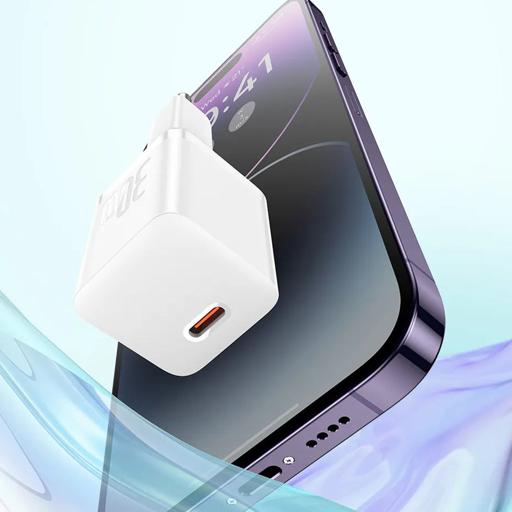 Baseus GaN5S Kabelski omrežni polnilnik USB-C GaN5S, 30 W, 3A, 1 x USB-C, bel P1011090902213-00