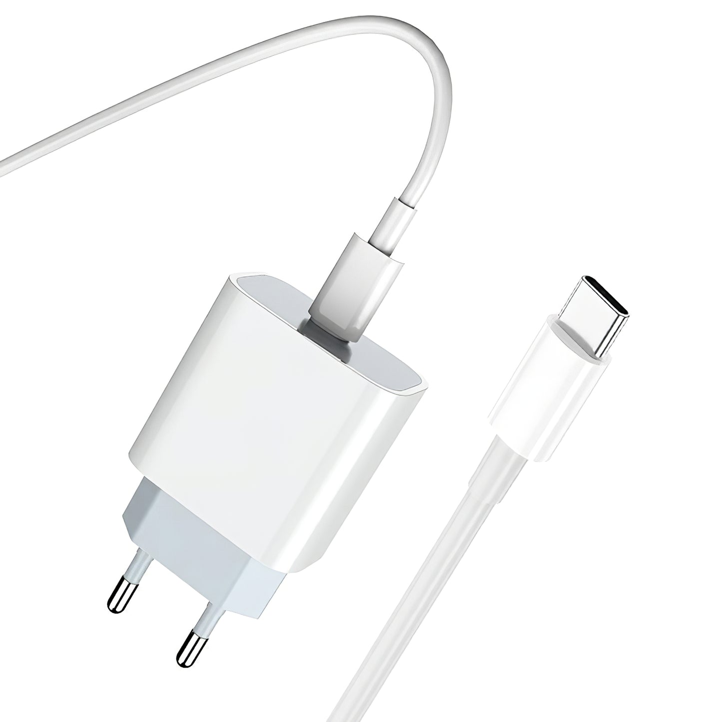Omrežni polnilec s kablom USB-C Prestico F8S, 20W, 3A, 1 x USB-C, bel