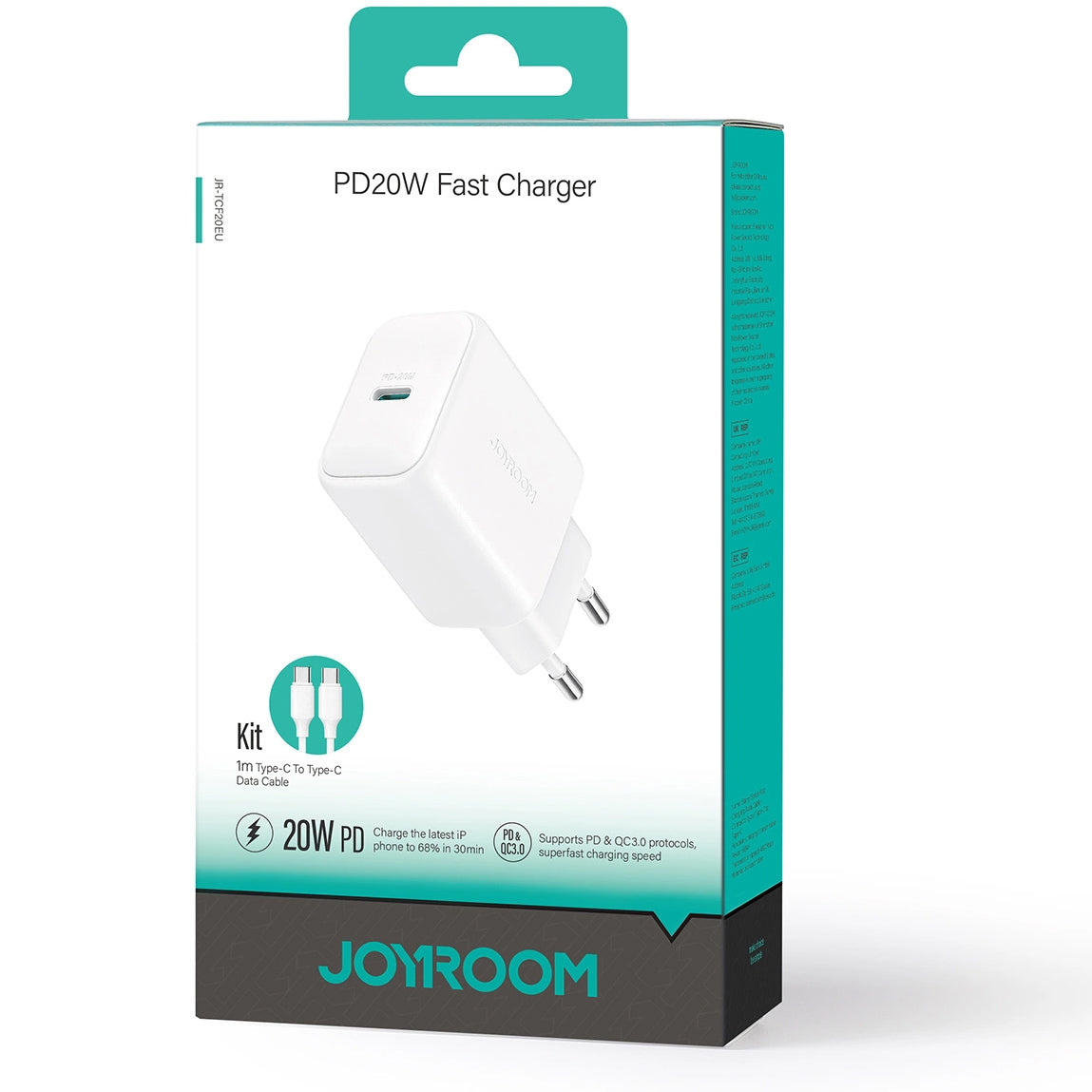 Network Charger with USB-C Cable Joyroom JR-TCF20, 20W, 3A, 1 x USB-C, White
