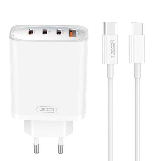 XO Design CE23, 65 W, 3,25 A, 1 x USB-A - 3 x USB-C, bela