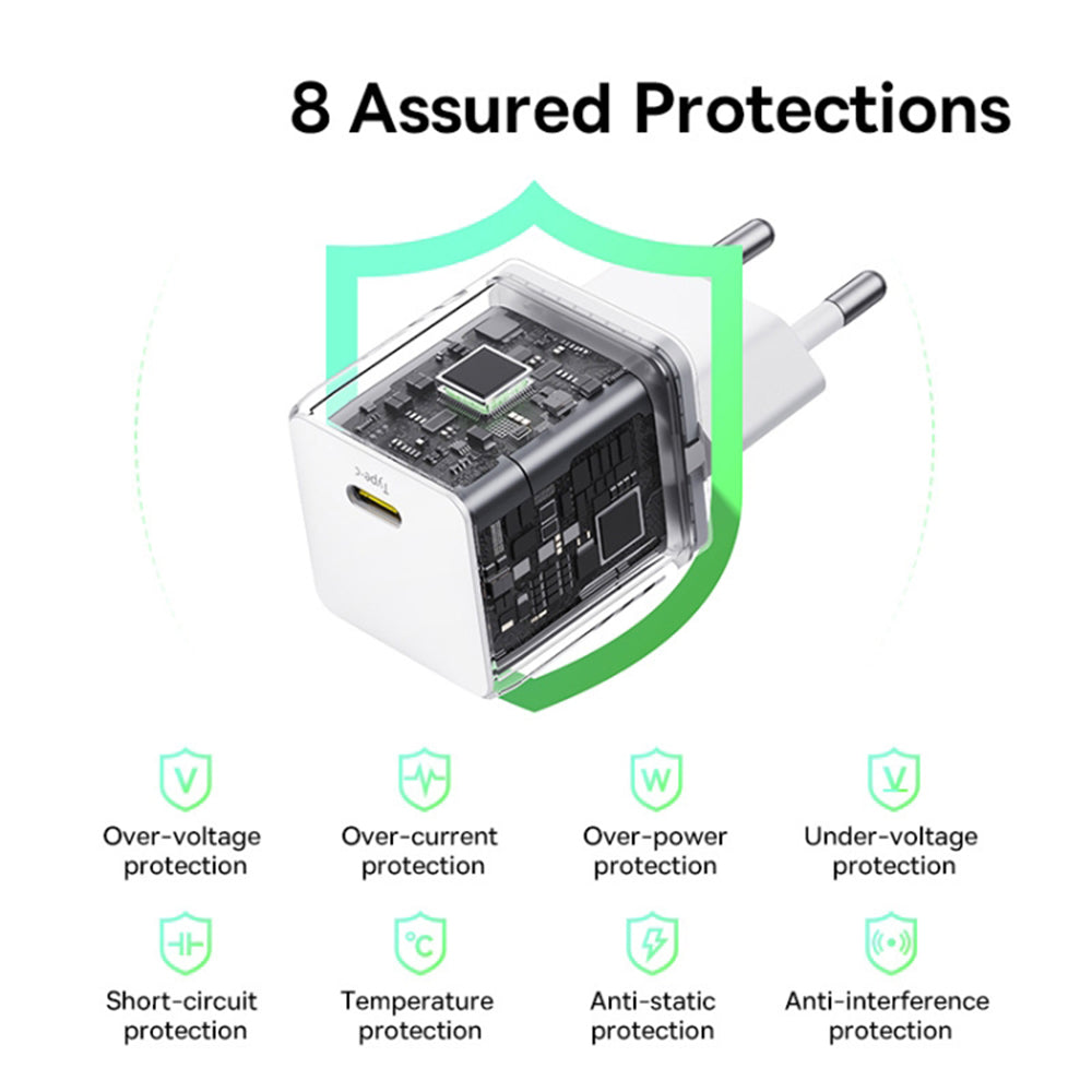 Polnilnik Baseus Palm z USB-C kablom, 30W, 3A, 1 x USB-C, bel P10111605213-01