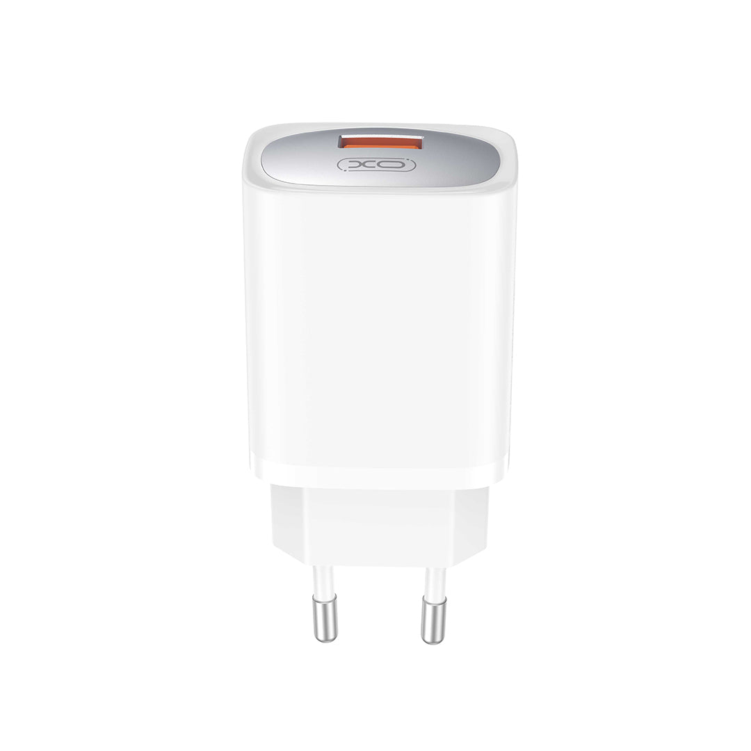 Polnilnik omrežja s kablom USB-C XO Design CE19, 18W, 3A, 1 x USB-A, Bel