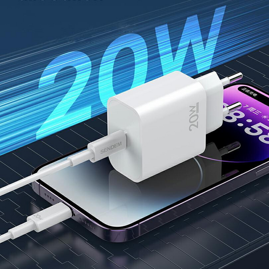 Omrežni polnilec s kablom USB-C Sendem OG73, 20W, 3A, 1 x USB-C, bel