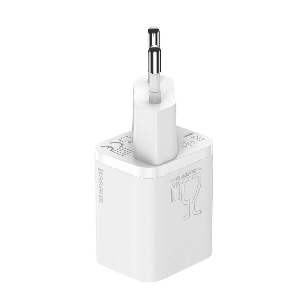 Omrežni polnilec z USB-C kablom Baseus Super Si, 25W, 3A, 1 x USB-C, bel TZCCSUP-L02