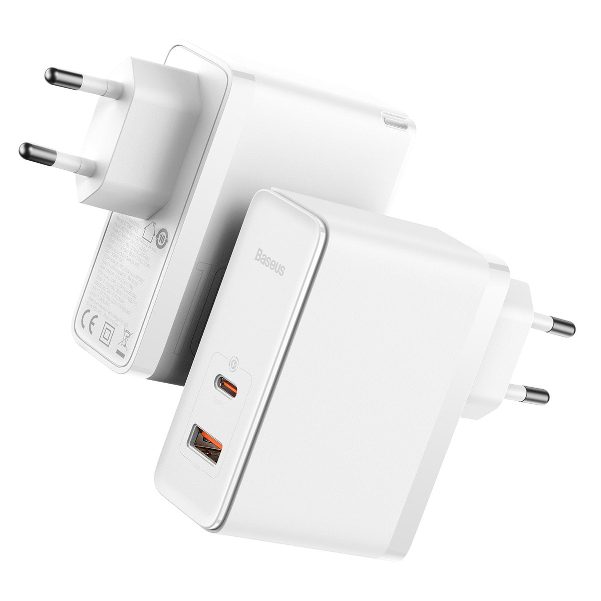 Baseus GaN5 Pro Network Charger with USB-C Cable, 100W, 3A, 1 x USB-A - 1 x USB-C, White CCGP090202