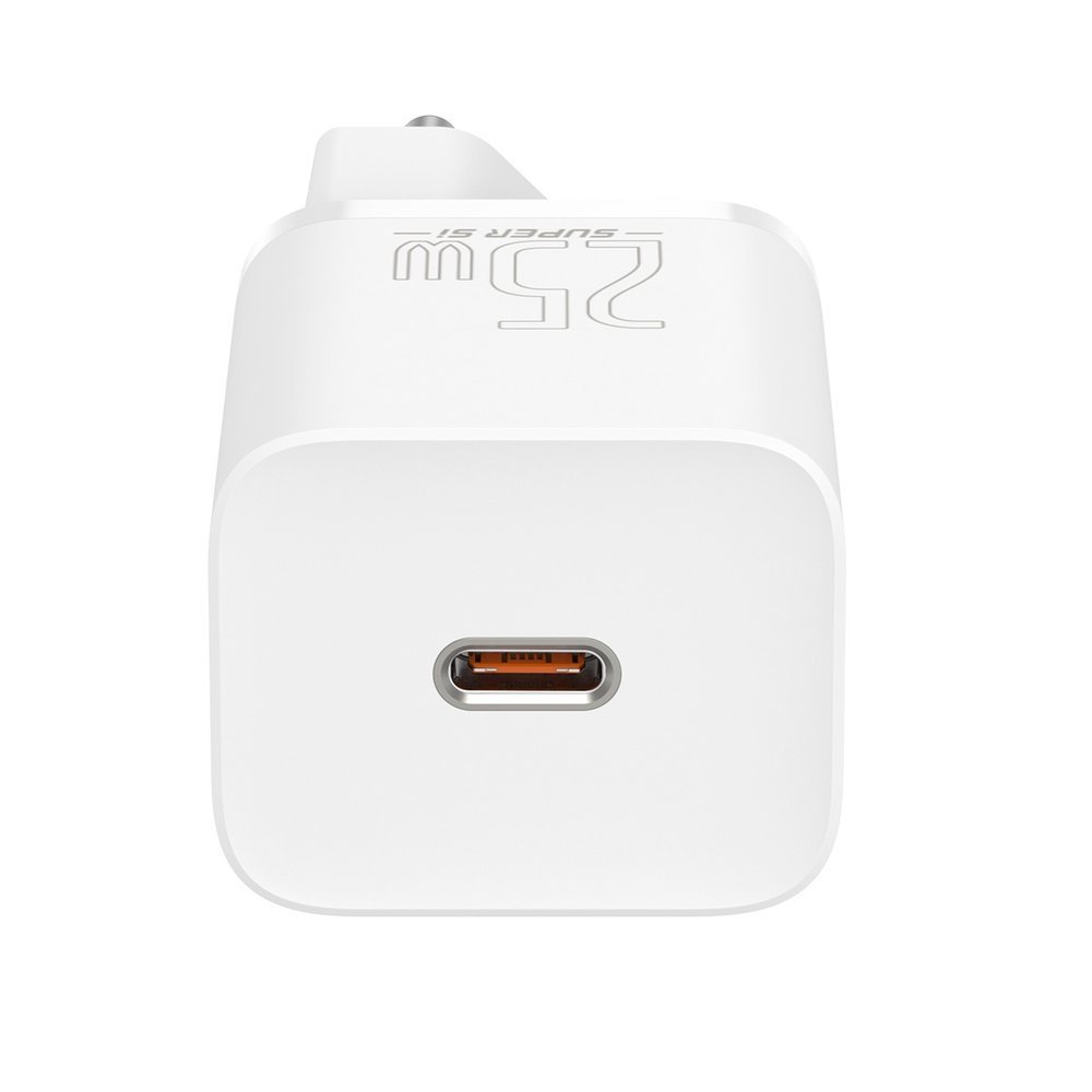 Omrežni polnilec z USB-C kablom Baseus Super Si, 25W, 3A, 1 x USB-C, bel TZCCSUP-L02