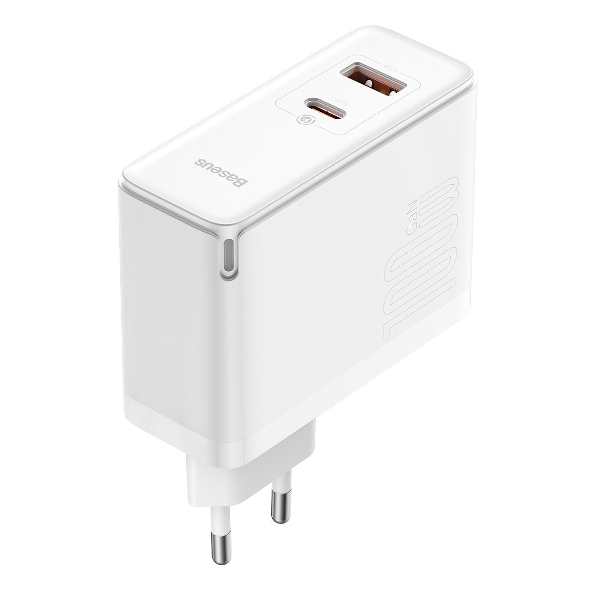 Baseus GaN5 Pro Network Charger with USB-C Cable, 100W, 3A, 1 x USB-A - 1 x USB-C, White CCGP090202