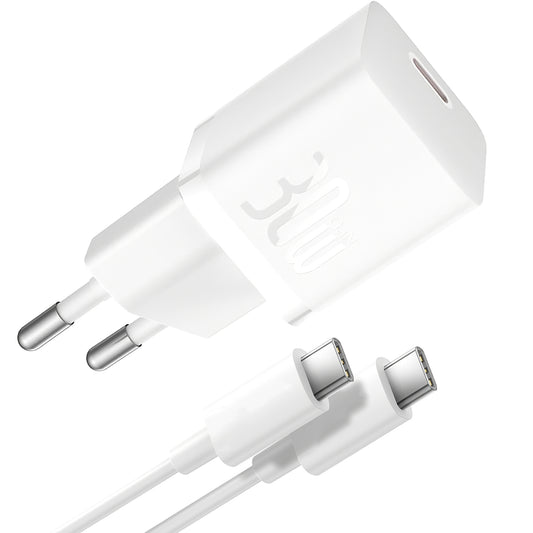 Baseus GaN5S Kabelski omrežni polnilnik USB-C GaN5S, 30 W, 3A, 1 x USB-C, bel P1011090902213-00
