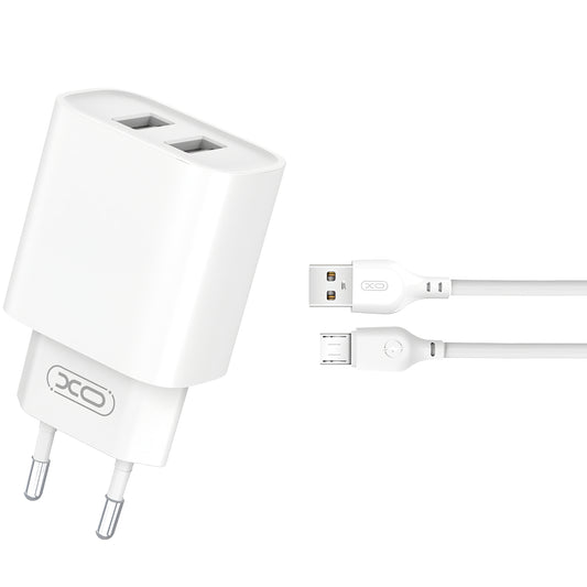 XO Design CE02C, 10,5 W, 2,1 A, 2 x USB-A, bela