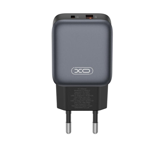 Omrežni polnilec s kablom USB-C XO Design L156, 30W, 3A, 1 x USB-A - 1 x USB-C, črn