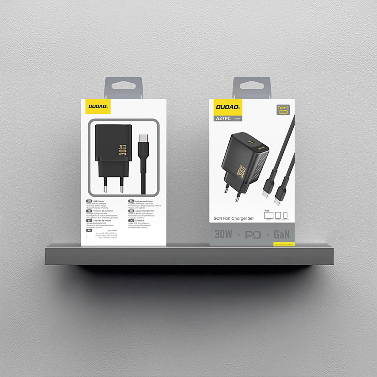 Omrežni polnilec z USB-C kablom Dudao A27PCEU, 30W, 3A, 1 x USB-C, črn