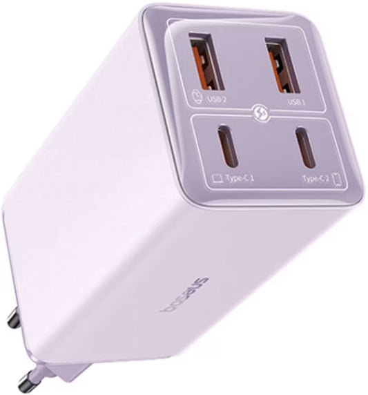 Polnilnik omrežja s kablom USB-C Baseus GaN6 Pro, 100W, 3.25A, 2 x USB-A - 2 x USB-C, Vijolična P10162705532-00