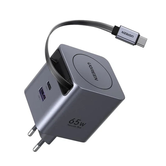 Polnilnik omrežja s kablom USB-C UGREEN X615, 65W, 3A, 1 x USB-A - 1 x USB-C, siv