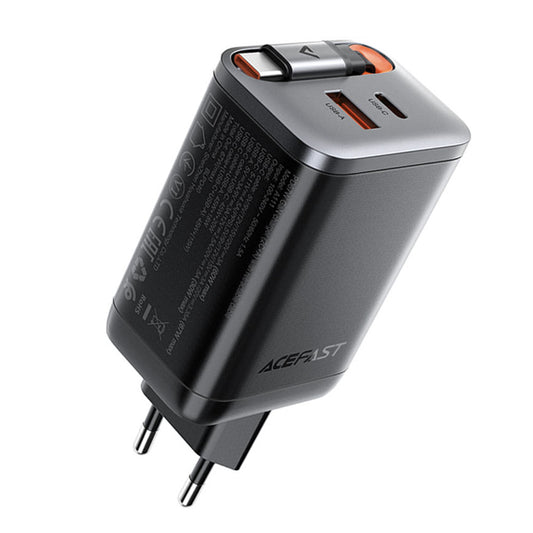 Omrežni polnilec z USB-C kablom Acefast A111, 67W, 3A, 1 x USB-A - 1 x USB-C, črn