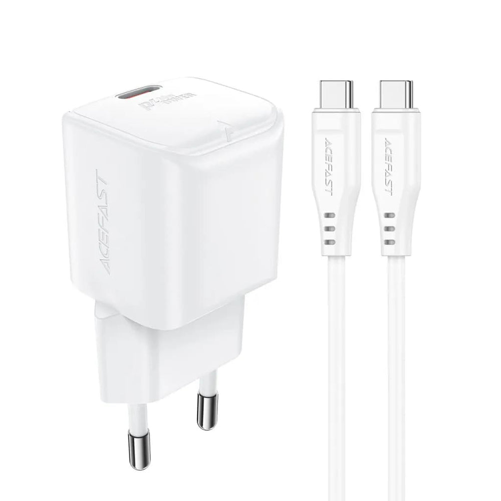 Polnilnik omrežja s kablom USB-C Acefast A77, 30W, 3A, 1 x USB-C, bel