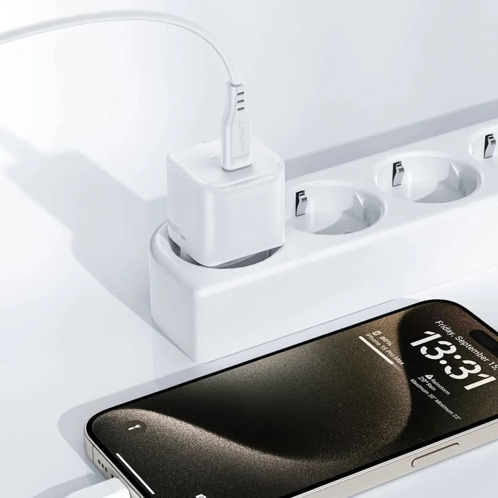 Polnilnik omrežja s kablom USB-C Acefast A77, 30W, 3A, 1 x USB-C, bel