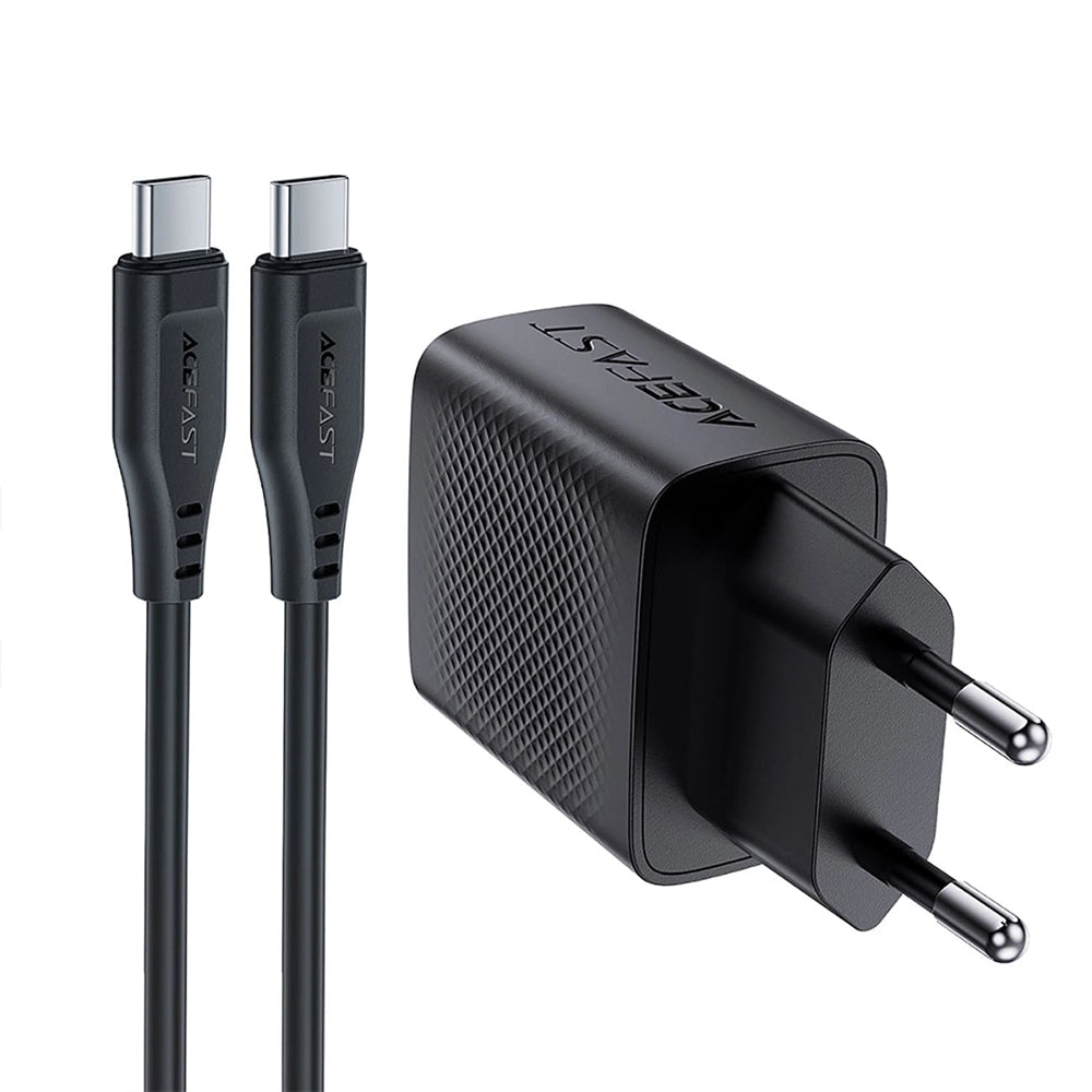 Omrežni polnilec z USB-C kablom Acefast A82, 20W, 3A, 1 x USB-C, črn