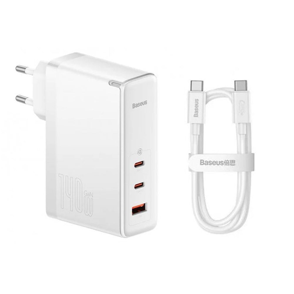 Polnilnik Baseus GaN5 Pro z USB-C kablom, 140W, 5A, 1 x USB-A - 2 x USB-C, Bel CCGP100202
