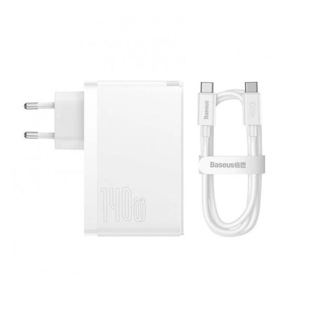 Polnilnik Baseus GaN5 Pro z USB-C kablom, 140W, 5A, 1 x USB-A - 2 x USB-C, Bel CCGP100202