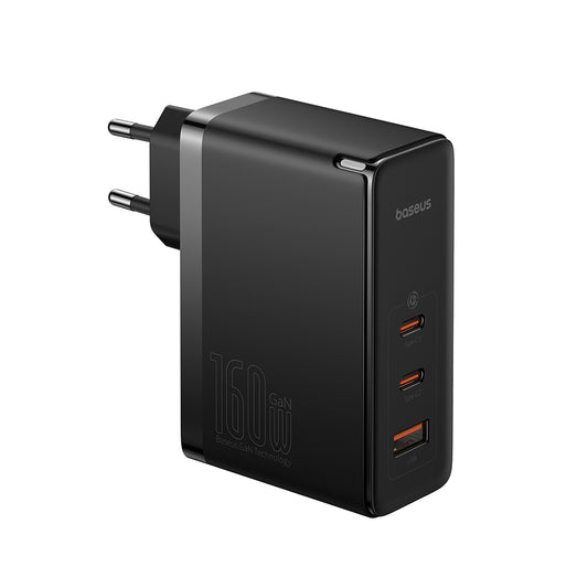 Omrežni polnilec s kablom USB-C Baseus GaN5 Pro, 160W, 5A, 1 x USB-A - 2 x USB-C, črn P10110825113-00