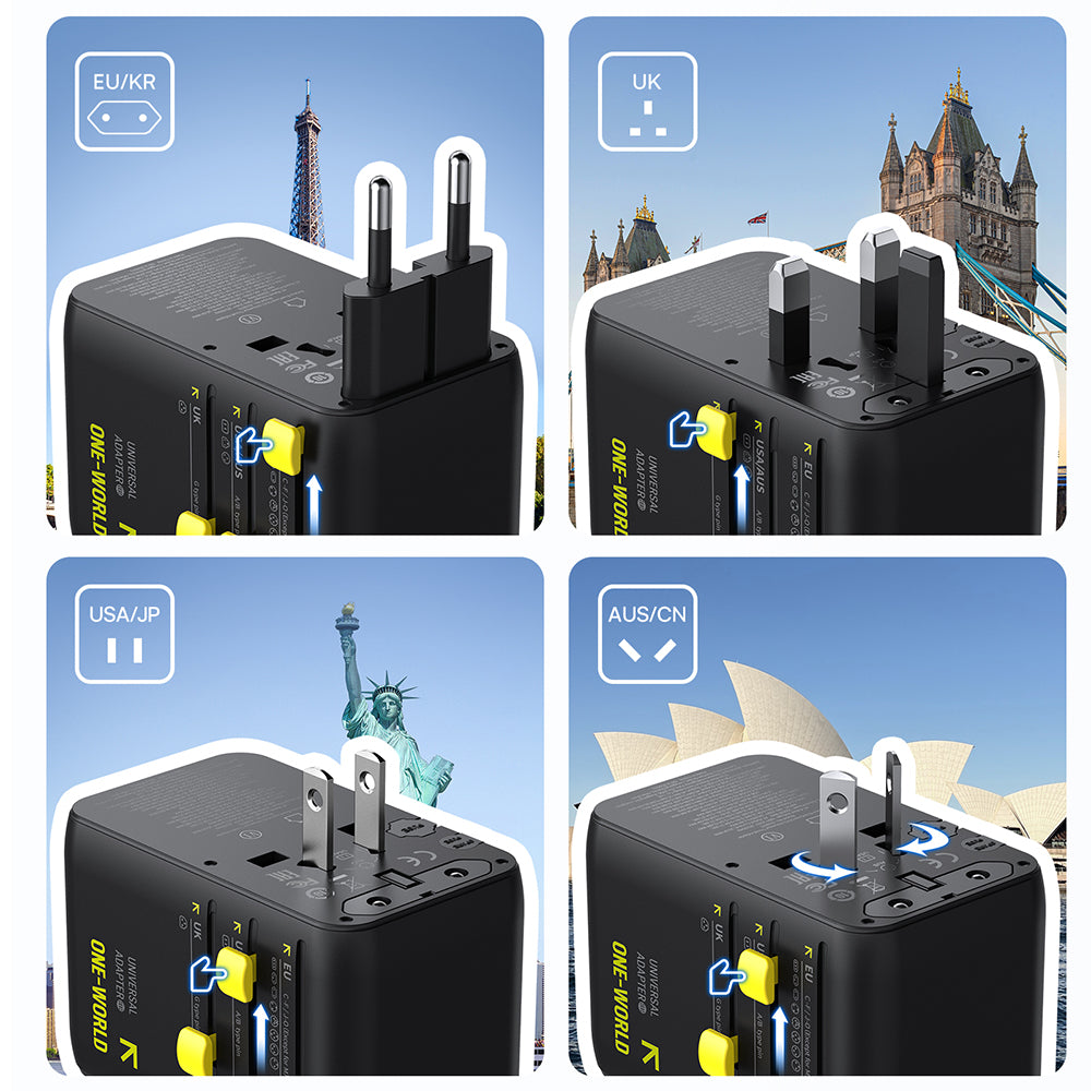 Omrežni polnilec z USB-C kablom Baseus Travel PicoGo AG11, 45W, 2 x vtičnica - 1 x USB-C - 2 x USB-A, črn E0307F00
