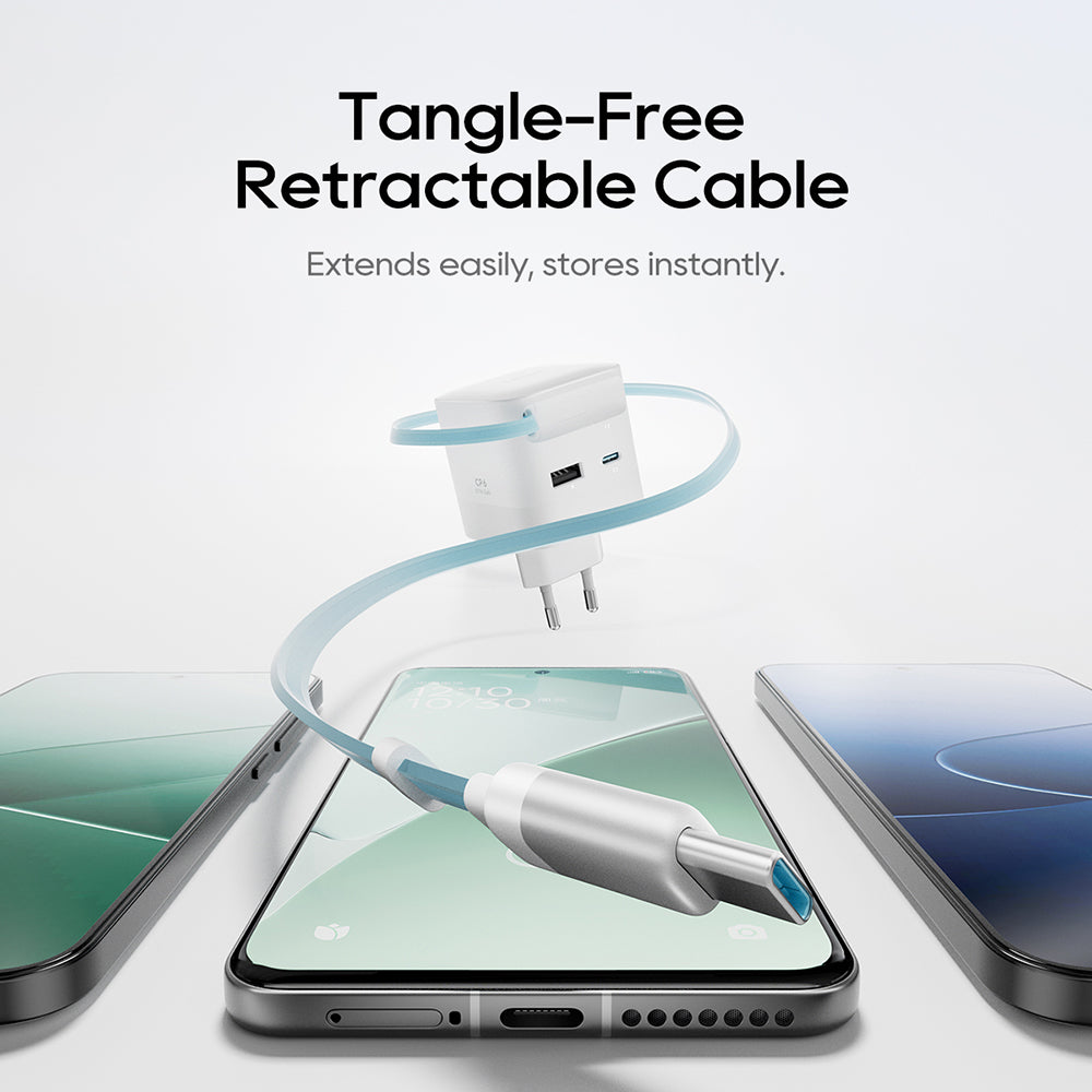 Omrežni polnilec s kablom USB-C Cuktech, 67W, 3,25A, 1 x USB-A - 1 x USB-C, bel CUKA653WEUWT