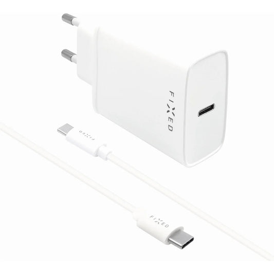 Polnilnik omrežja s kablom USB-C Fixed, 20W, 3A, 1 x USB-C, bel