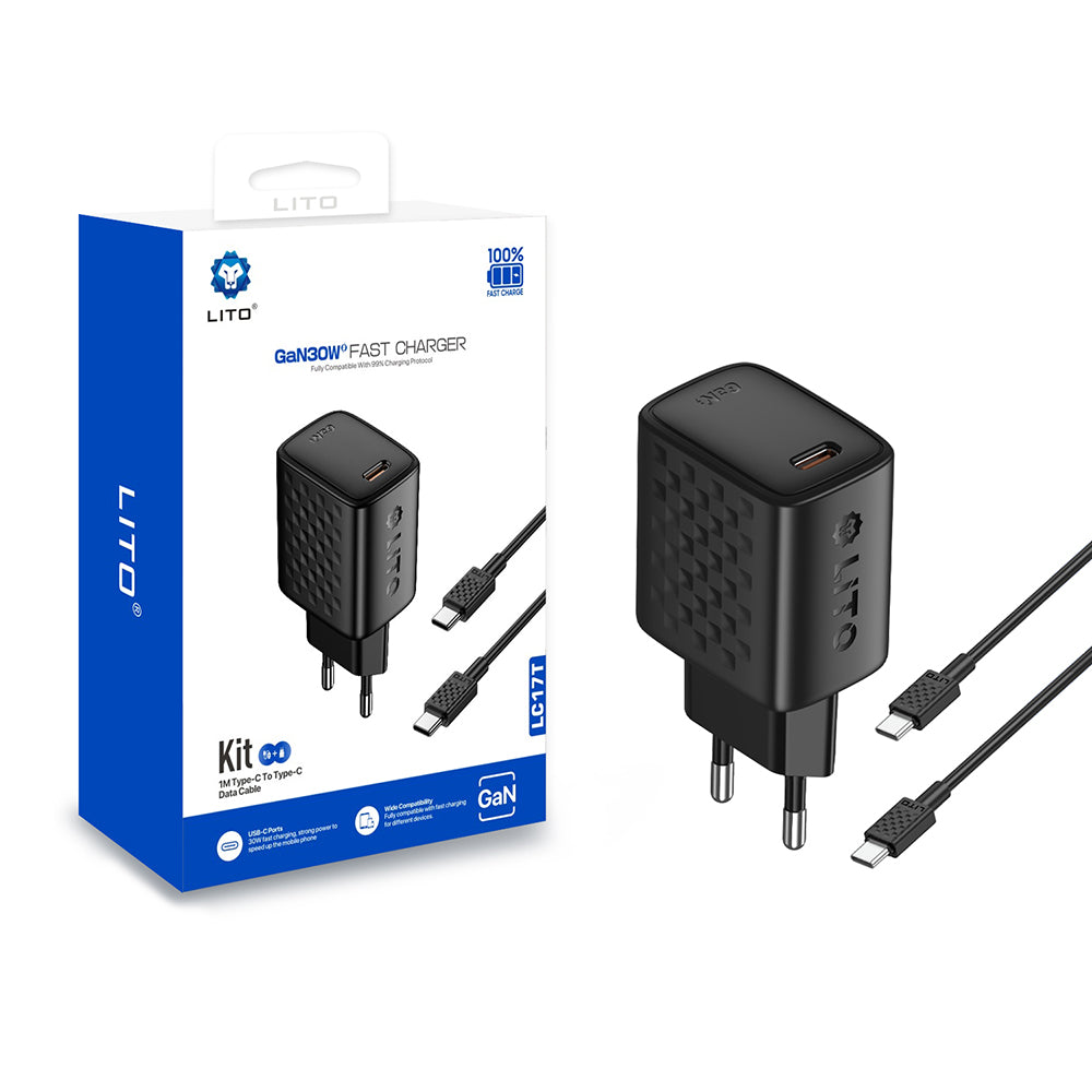 Polnilnik Lito LC17, 30W, 3A, 1 x USB-C, črn