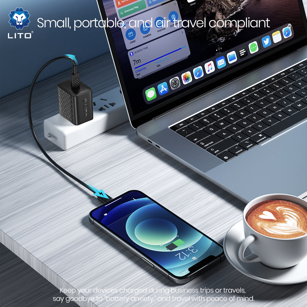 Polnilnik omrežja s kablom USB-C Lito LC20T, 45W, 3A, 1 x USB-C, črn