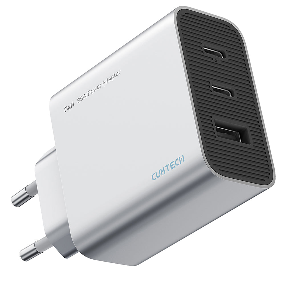 Omrežni polnilec Cuktech, 65W, 3,25A, 1 x USB-A - 2 x USB-C, bel CUK0A15CEUSL